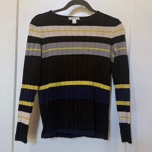 Belford Women's Striped Sweater - Black, Gray, Yellow